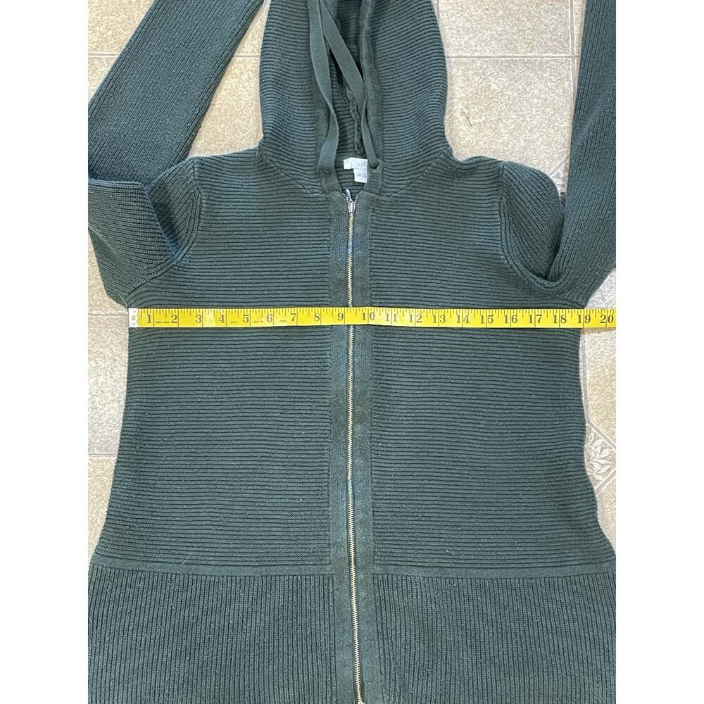 J Jill Sweater/Jacket Women’s Size Small Dark Green Ribbed Hooded Full Zip Up - Picture 6 of 14